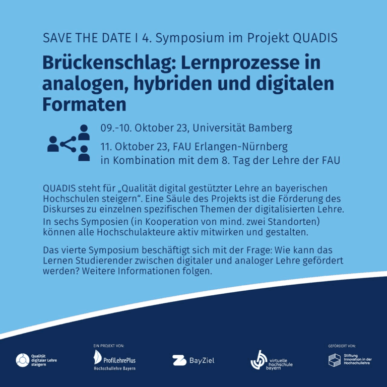 QUADIS-Symposium „Brückenschlag: Lernprozesse in analogen, hybriden und digitalen Formaten“